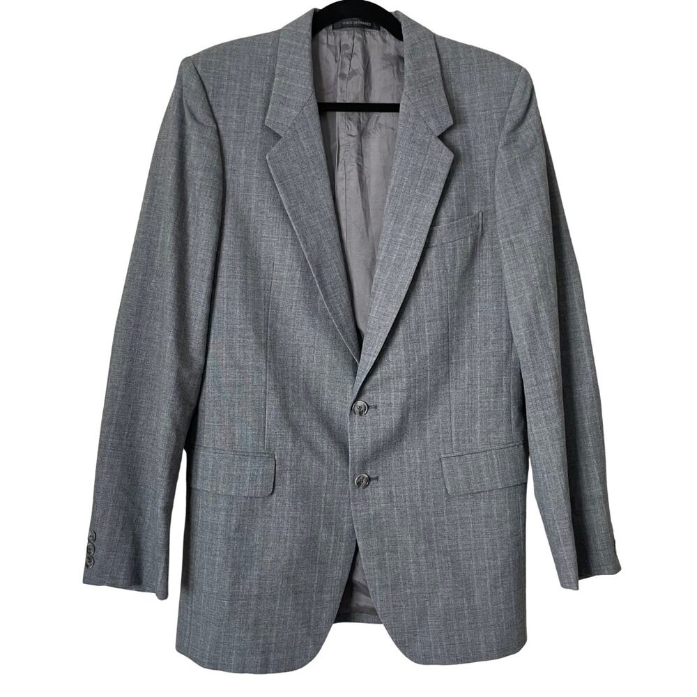 Vintage Yves Saint Laurent Blazer Mens 40 Gray Single Breasted Luxury Preppy
